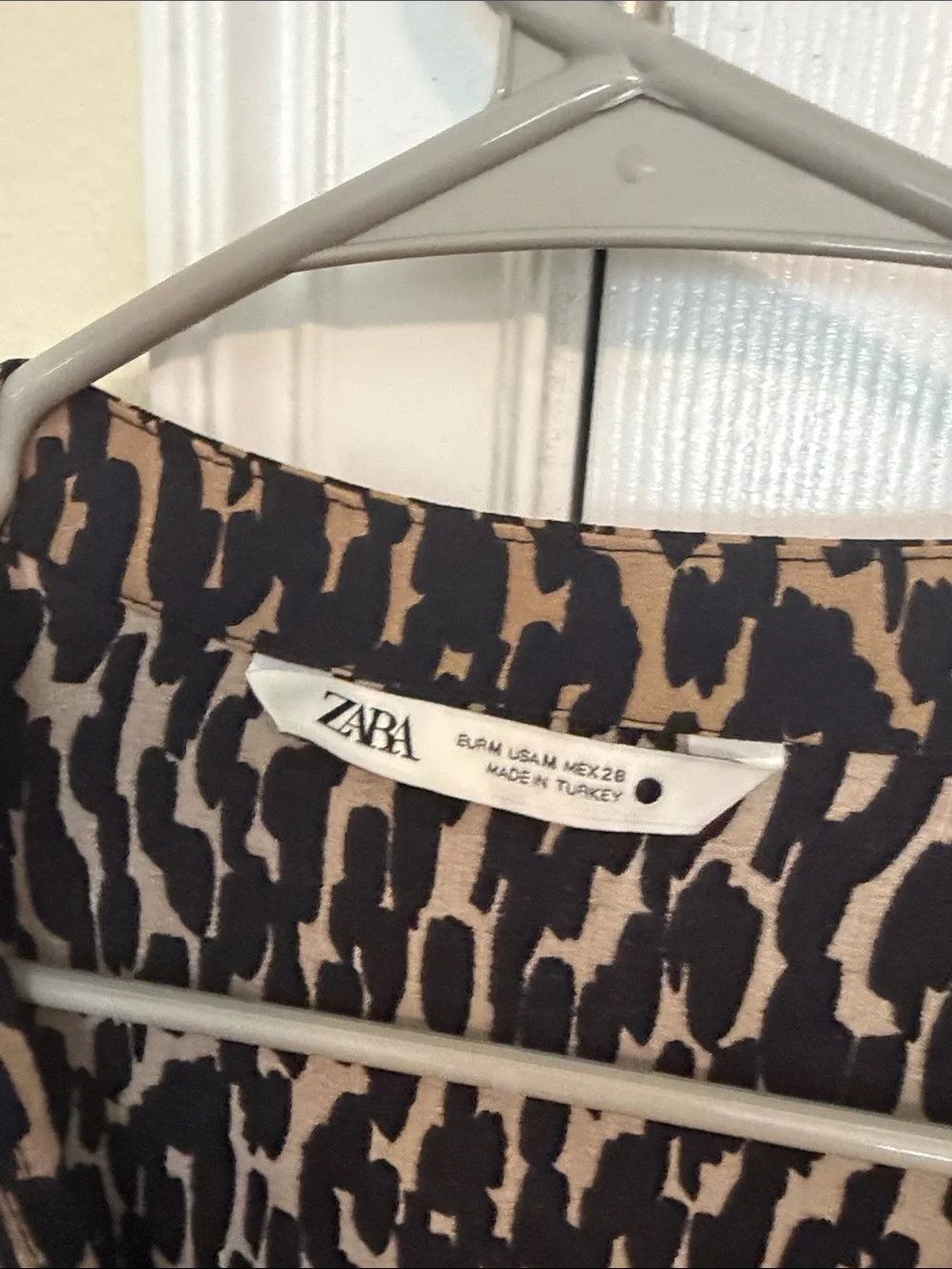 Zara Black & Tan Leopard-Print Mini Dress